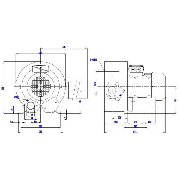 Aluminum High Pressure Vacuum Blower , 5.5kw Double Stage Air Vacuum Blower