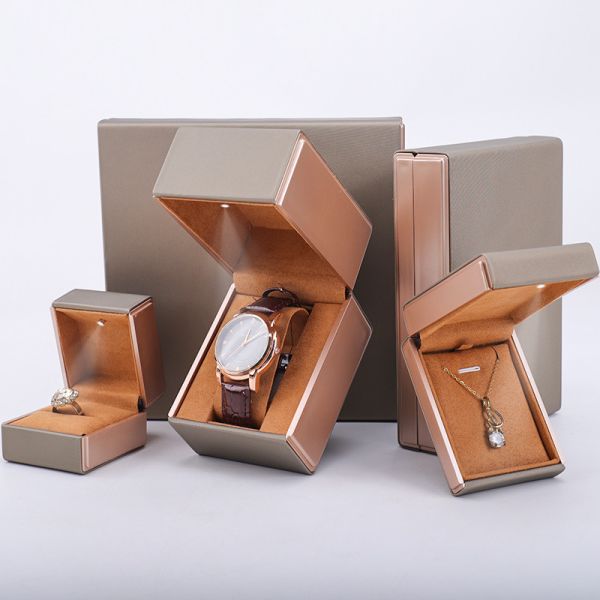 メーカー PU レザーLED 宝石箱 ハンディ・スクエア 宝石 豪華 包装 箱セット