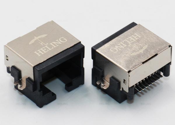 Um perfil baixo horizontal RJ45 de 90 graus, RJ45 Jack modular SMT pende sobre a montagem do PWB