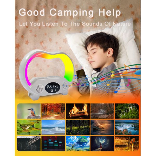 Rgb Charger Lamp G Shape Sound Ambient Smart Wireless Charging Night Light Clock Charger