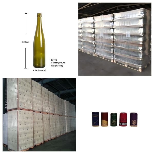 750ml Slim Hock Rhine Glass Bottle Screw Top 518G For Riesling & Rose Wine 5716S-1