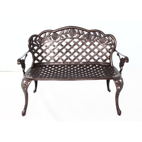 Modern Aluminum Patio Garden Bench Loveseats Park Yard Furniture Decor Cast Aluminum Frame