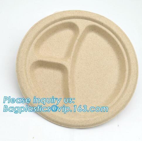Biodegradable plate food grade green sugarcane bagasse plate,10 sugarcane ecofriendly disposable oval plate bagease pac