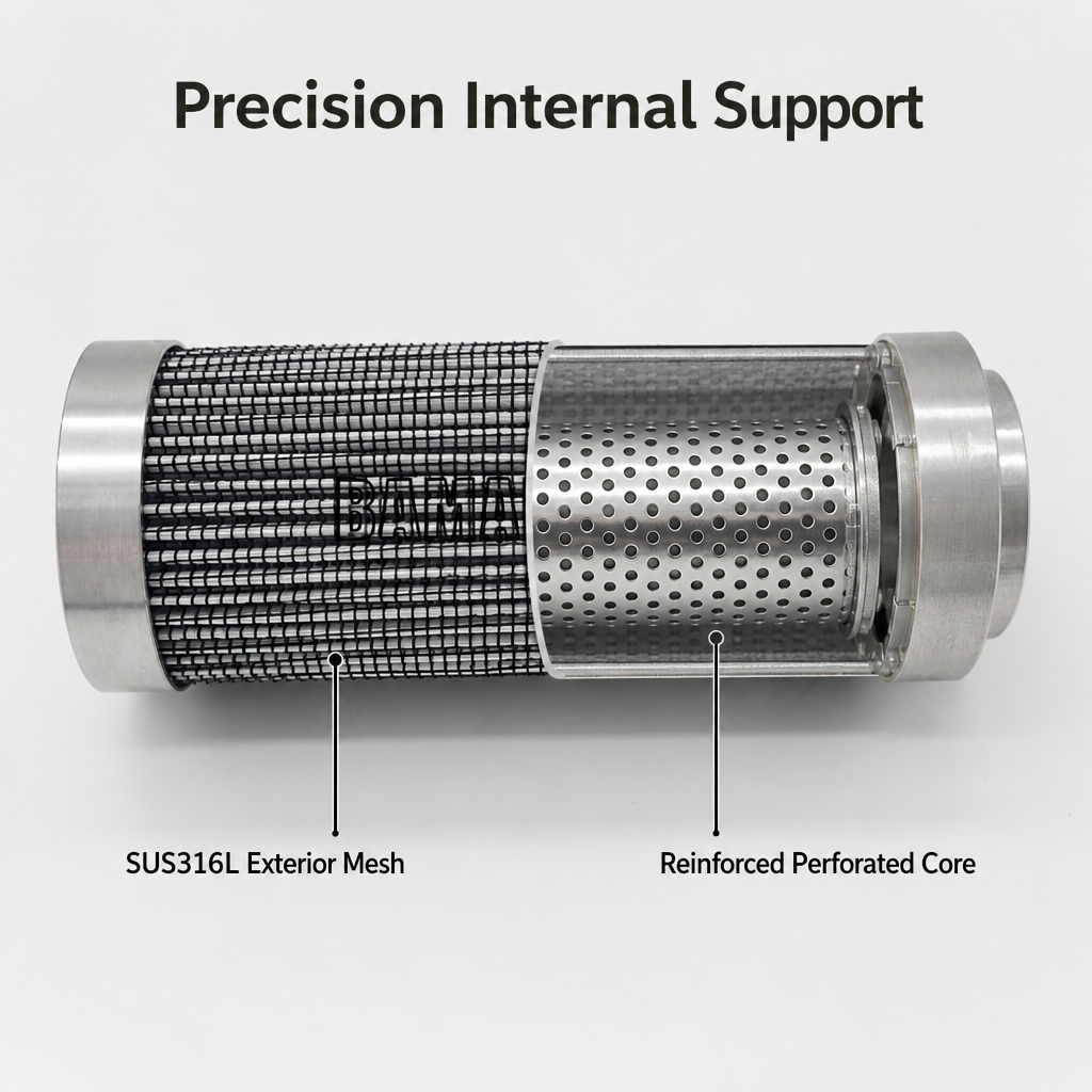 Heavy Duty Stainless Steel Hydraulic Filter Element with Exceptional Dirt Holding Capacity and High Rejection for Manufacturing Plants