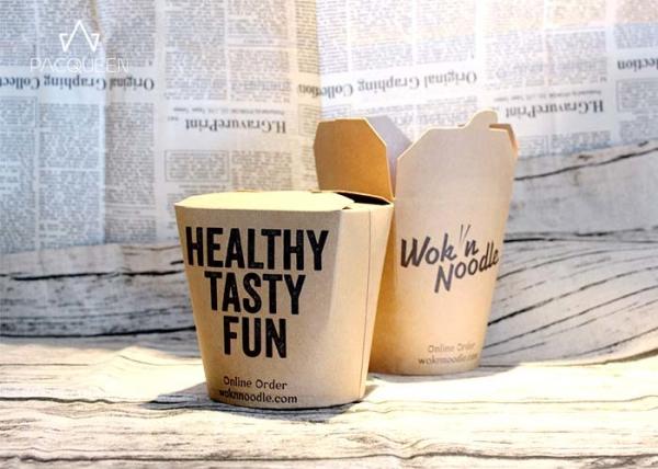 Noodles Cantai Kraft Paper Takeaway Food Containers Food Grade PE / PLA Lining