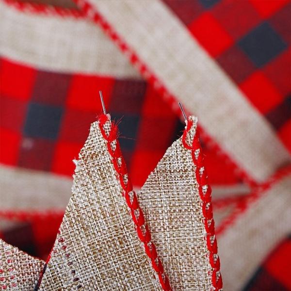 Decorações de arco de Natal de poliéster/jute Arcos de borracha de placas vermelho preto Arcos de fita de estilo Arco de fita