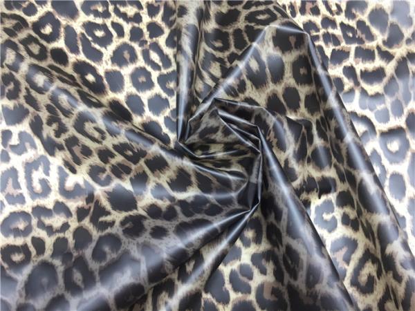 Leopard Design Printed Tpu Leather Brown Color 0.20mm For Ladies Coat