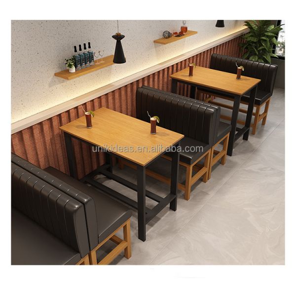 High Quality Factory Furniture Cafe Restaurant Tables and Chairs Custom Wooden Dining Table Booth Seat Sofa for Hotel Bar
