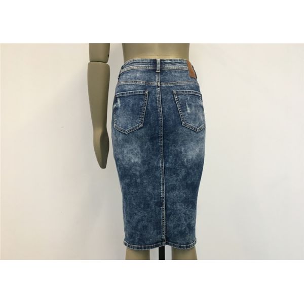 Pencil Skirt Ladies Strench Ladies Denim Jeans Mottle Wash Rip And Repair