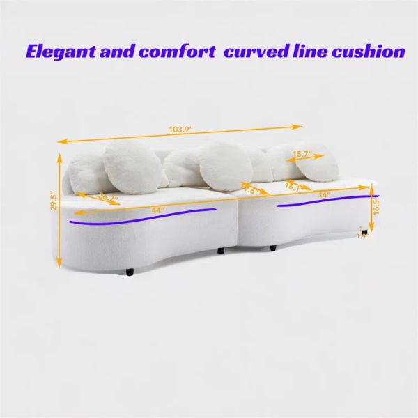 Customized Boucle Fabric Sofa White Fabric Couch Set Home Luxury