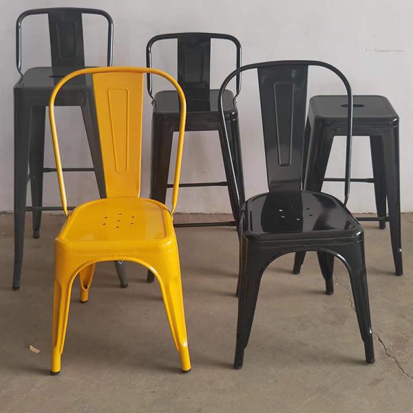Modern Iron Dining Chair Orange Powder Coated Stackable Bistro