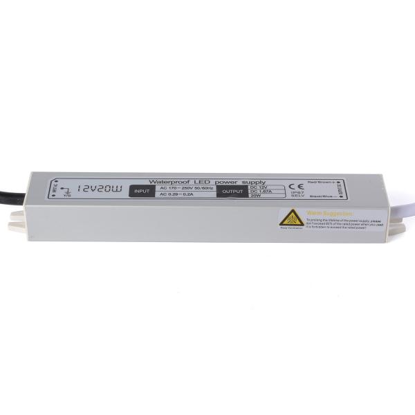 DC 12V 20W Lighting Transformer Waterproof LED Driver Power Supply IP67 Input AC170-250V Adapter for LED Strip