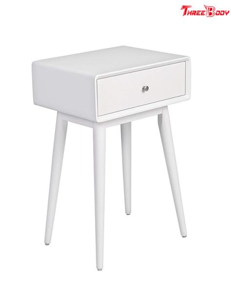 French White Contemporary Bedroom Furniture Wood Rory One Drawer Side Table