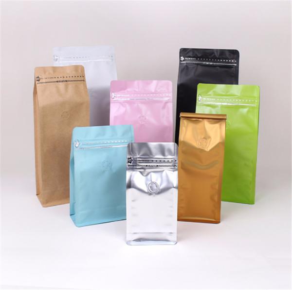 Custom logo coffee beans plastic zipper bag self-sealing coffee pouch with air valve