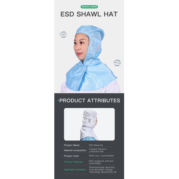 Шляпа ESD сетки Breathable пылезащитная противостатическая для чистой комнаты мастерской фабрики