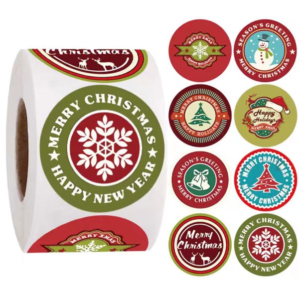 Personalised Round Merry Christmas PVC Label Sticker Labels For Card Gift Envelope Box
