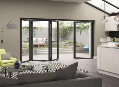Thermal Break Aluminium Folding Doors Tempered Glass Power Coating Customized