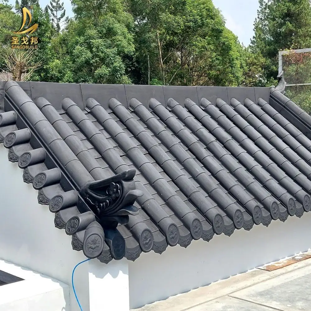 Chinese Traditional Yin Yang Plastic Tile Roof Shingle Korean Roofing Sheet Pvc Synthetic