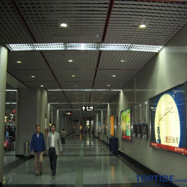 Metro Airport Aluminium Open Cell Ceiling Decorative Lattice Square Grid Tiles Install With T Bars