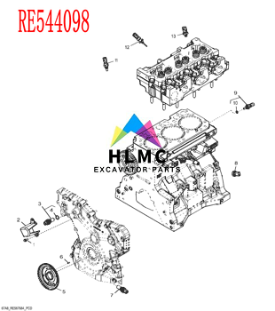 RE544098 Oil Pressure Sensor John Deere 310K 310SK 410K 130G 160GLC 180GLC 605K