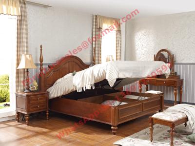 Ancient Rome style Solid Wood Bed with Storage in Bedroom Furniture sets