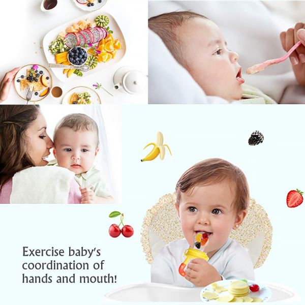 Baby Fresh Food Feeder 3Pack Fruit Silicone Nipple Teething Toy Reusable Aching Gums Pacifier Yellow