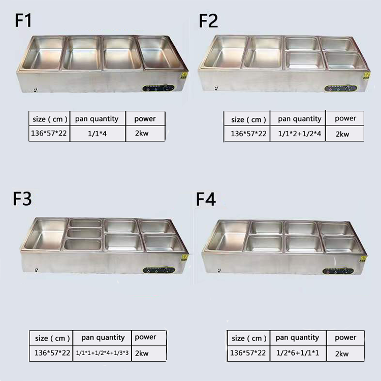 Rectangular Bain Marie Electric Food Warmer 150L 3 Pan Bain Marie