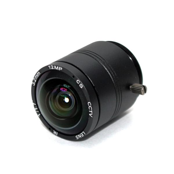 4K 12MP 160 Degree 1/1.7 Inch F2.0 3.2mm CS Mount CCTV Lens
