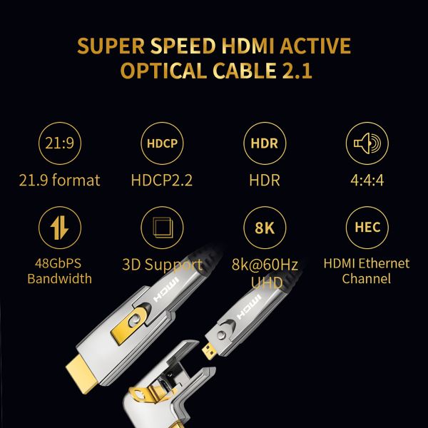 8K 48G Optical HDMI Cable HDR EARC Optical Fiber 4k 60HZ 15M 30M 50M
