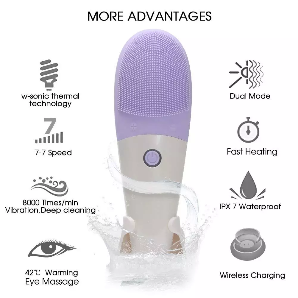450mAh 50HZ Sonic Silicone Cleansing Brush Silicone Facial Cleansing Device