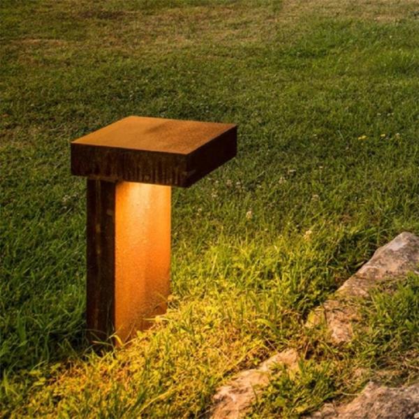 Rusty Path Square Led Corten Steel Bollard Lights