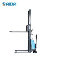 Labor Saving Semi Electric Lift Stacker , Walk Behind Pallet Truck 1.5 Ton