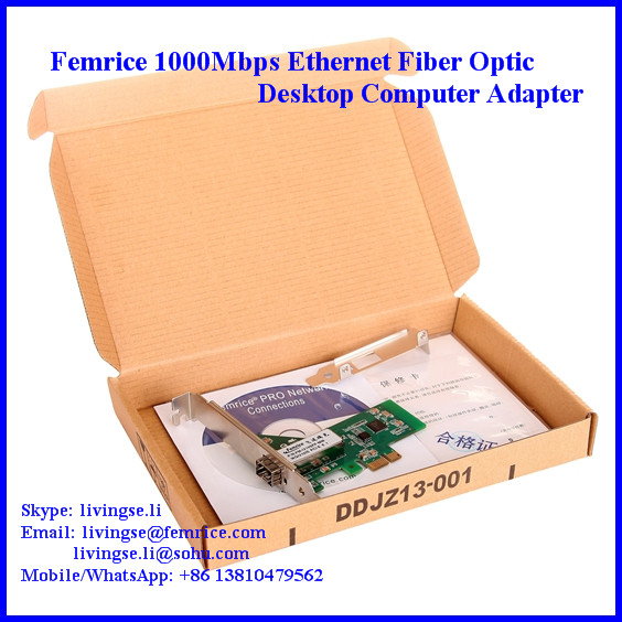 Femrice 1000Mbps Ethernet Single Port Desktop Computer Network Card/Adapter, FMI210-SFP