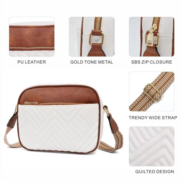 HOT QUILTED EMBROIDERY CHECK COLOR MATCHING VINTAGE SHOULDER BAG ZIPPER STRAP CROSSBODY BAG PURSE SMALL SQUARE BAG