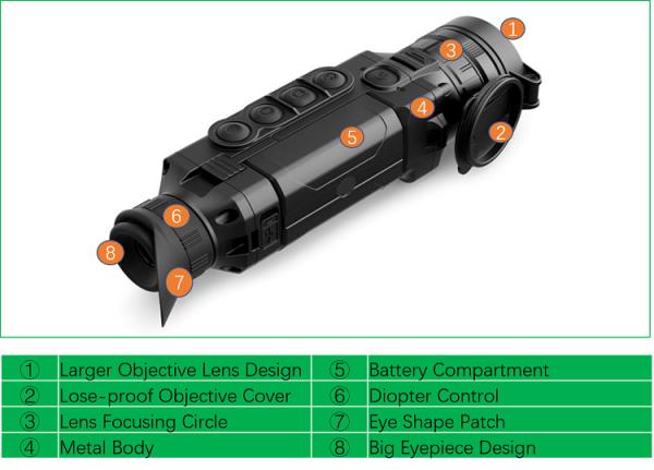 1800m Thermal Night Vision Monocular , Thermal Imaging Monocular For Hunting