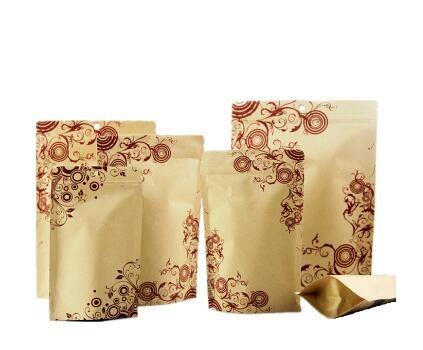 Custom prited kraft paper zipper coffee bean packing bag with wholesale