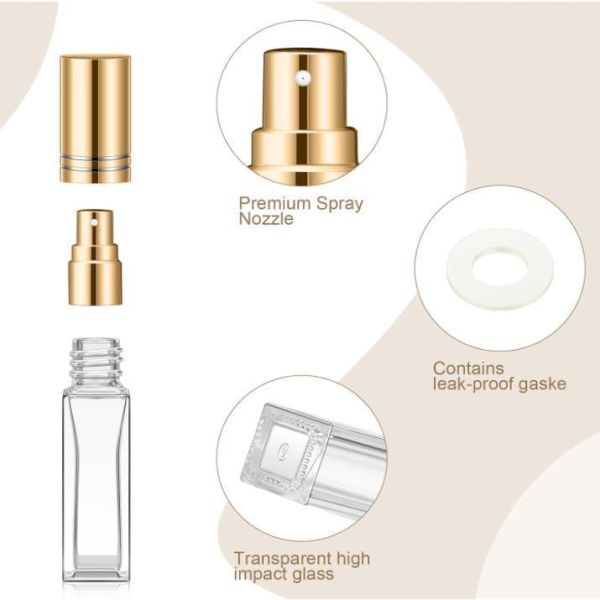 Diversity Portable Square Empty Glass Perfume Atomizer Bottle with Spray Applicator
