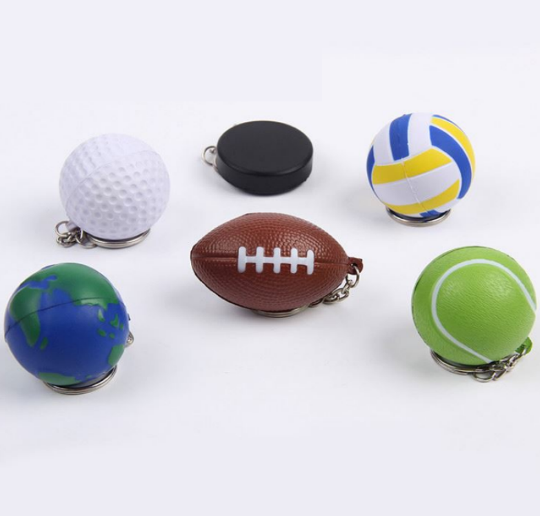 Personalized 3D Basketball Stress Keychain Badge Soft PU For Promotion Gifts