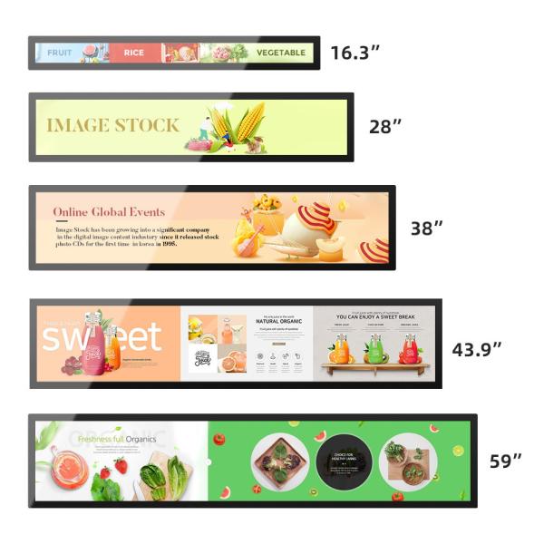 VETO Ultra Wide Shelf Edge Stretched Bar Lcd Display 23.1 24 27 28 Inch Indoor Advertising Player Screen For Supermarket