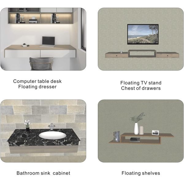 Repisas flotantes en forma de L Brackets Metal pesado para la organización del garaje