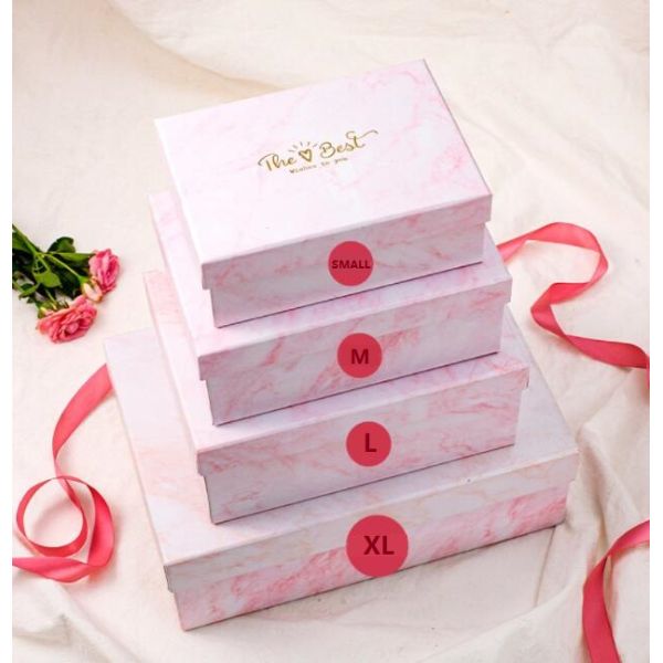 Customizable Marble Pink Multimodal Empty Gift Box With Ribbon Rectangle