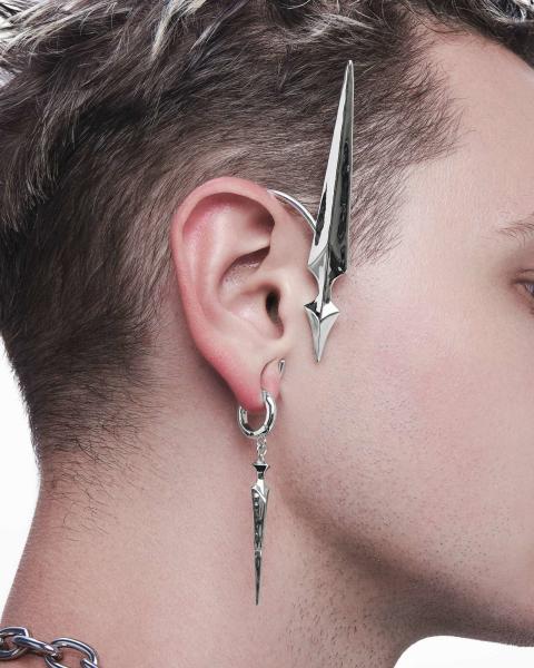 Small Stylish  Waterproof Earrings Saber Silver Ear Cuff