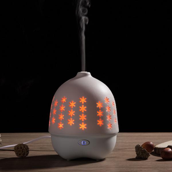 Ceramic Colorful One Button Design Flower Diffuser Aromatherapy Oil Humidifier Adjustable Humidifier