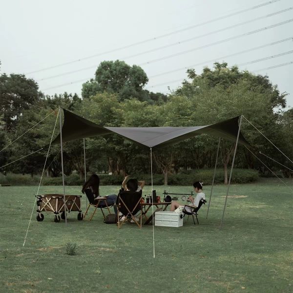 Aluminum Frame Camping Tarp Tent UPF 50 Canopy Sun Shelter Portable Large Picnic Beach