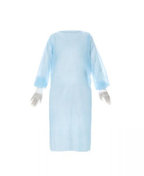 Blue White Green Disposable CPE Apron Plastic Thumb Gowns Cleanroom Laboratorial