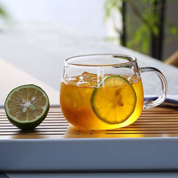 High Borosilicate Single Wall Glass Mug With Handle For Drinking Water Milk Tea Coffee