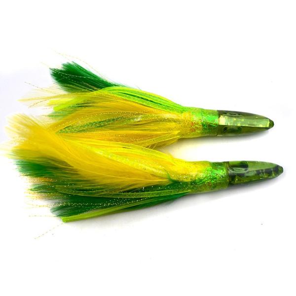 Resin head soft octopus skirt With feather bait tuna sea trolling fishing lure 6.5 inch /35g