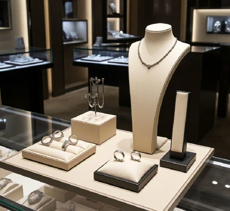 Stackable High-Density Velvet Jewelry Display Holder with Customizable Organizer for Luxury Retail