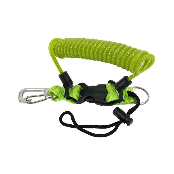 Stainless steel wire coil landyard with carabiner for underwater camara photo equipment