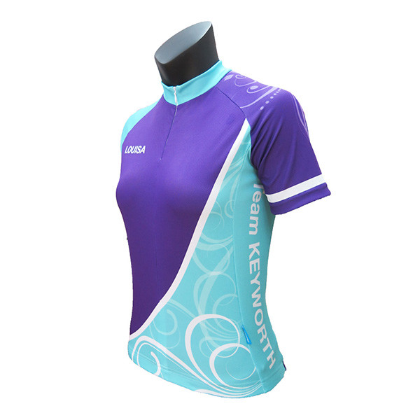 Cool Design Road Bike Jersey / Ladies Cycling Clothes Purple Blue Color
